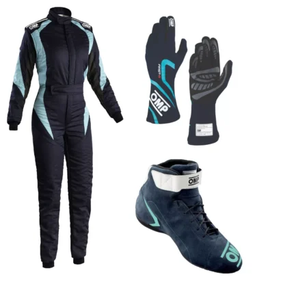OMP Go Kart Racing Suit Complete Kit Digital Printed Level 2 Kart Suit Shoes & Gloves