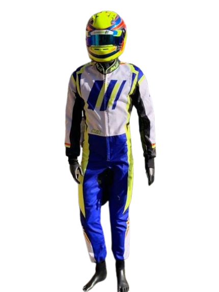 Go Kart Blue & White Color Race Suit Digital Printed, Made-to-Measure, Level 2 Karting