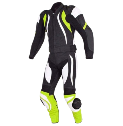 Mens racing leather motorbike suit with knee sliders aerodynamic design and full body protective riding gear